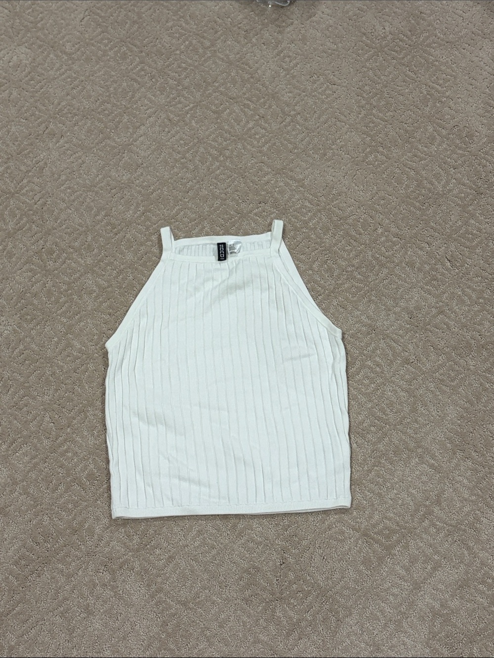 H&M White Ribbed High-Neck Tank